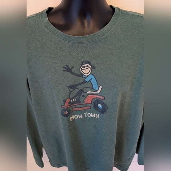 Life is Good Mow-Town Long Sleeve T-Shirt Men's Large Green - Picture 3 of 12